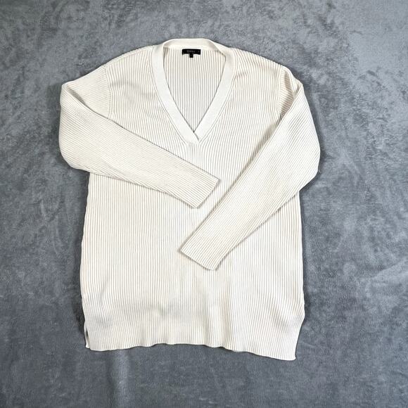 Quince Organic Cotton Women's L Ribbed Sweater Side Zips Quiet Luxury - Picture 1 of 8